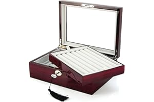 CUFF-DADDY Deluxe Jewelry Cufflinks Collector's Storage Presentation Box Case Mahogany Double-Decker Gift