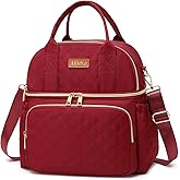 AIJIEKE Lunch Bag for Men Women, Dual Compartment Lunch Box Insulated Lunch Bags, Large Adult Double Deck Leak Proof Lunch Tote Cooler with Adjustable Shoulder Strap for Work Picnic Beach Hiking, Red
