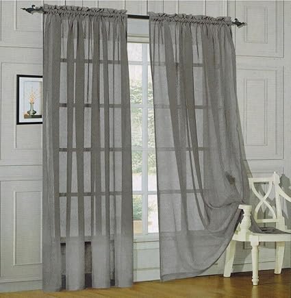 Amazon Com Luxury Discounts 2 Piece Solid Elegant Sheer Curtains