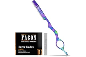 FACON Facón Hair Razors for Cutting Hair - Professional Hair Styling Razor Kit with 11 Replacement Blades, Stainless Steel Hair Cutting Tool for Salon & Home, Premium Hair Thinning Texturizing Faether Razor