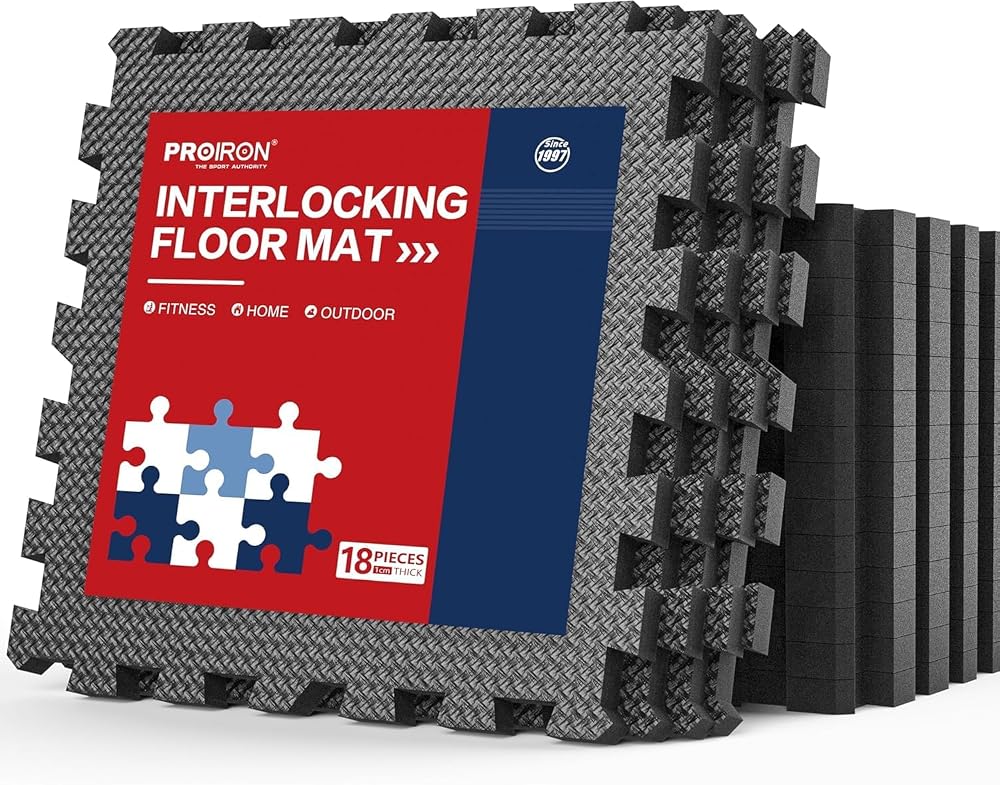 PROIRON Gym Floor Mats 30x30cm 1cm Interlocking EVA Tiles 18 tiles