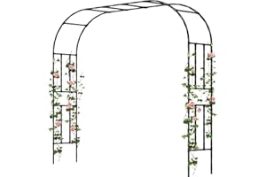 Twira Garden Arch Trellis, 7.9FT(240cm) Metal Garden Arbor Trellis for Climbing Plants Outdoor, Large Wedding Arch for Ceremony, Black Garden Archway Trellises Decoration for Lawn, Patio, Backyard