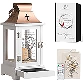HugMemories Memorial Lantern with Drawer for Keepsakes, Bereavement Sympathy Gifts for Loss of Loved One Mother Father, Sympathy Lantern Funeral Gifts in Memory of Loved One