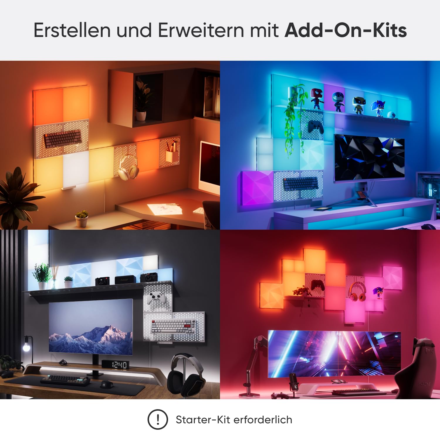 Nanoleaf Blocks Starter Kit | 10 Quadrate RGBW Wandlampen diffus Beleuchtung, Musik & Bildschirm Sync, WLAN App- & Sprachsteuerung (kompatibel mit Alexa, Apple & Google Home), Deko & Gaming 2