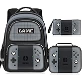 JIRAIKEI Kids Backpack For Boys,Gamer Boys Backpack For Children Teens Elementary Middle School, 17″ Students Bookbag