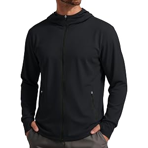 MAGCOMSEN Men's UPF 50+ Lightweight Zip Up Hoodie Summer Sun Jacket | Sun Protection, UPF 50+, Full Zip, Zipper Pockets, Dry