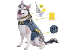CozyVest® Dog Anxiety Vest 3-in-1 Music & Aromatherapy Shirt, Relaxing Sound & Essential Oil Scent Jacket, Fireworks Thunder Separation & Thunderstorm Canine Stress Relief Coat (Gray, M [26-40 Lbs])