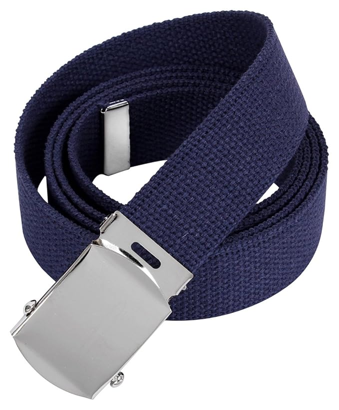 Navy Canvas Belt w/ Silver Buckle Military Apparel
