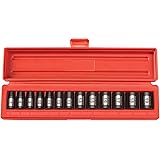 TEKTON 3/8-Inch Drive Shallow Impact Socket Set, Metric, Cr-V, 6-Point, 7 mm - 19 mm, 13-Sockets | 47915