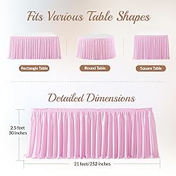 21ft Lenght Glitter Pink Table Skirt for Rectangle