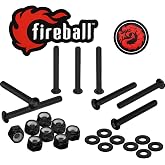 Fireball Dragon Skateboard Hardware Kit Black - Mounting Screws &amp; Nuts Set for Longboard Skateboard &amp; Cruiser - Ultra Strong Stainless Steel Truck Mounting Hardware Bolts Designed for Life