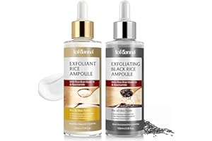 Black Rice Exfoliant & White Rice Peeling Ampoule 2 PCS, Rice Ampoule Duo Set Day & Night, Soft Exfoliating, Lightweight Hydr