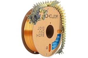 3DHoJor Silk PLA Filament 1.75mm Black Gold Dual Color PLA 3D Printer Filament 2 in 1 Coextrusion 1KG Spool(2.2lbs) 3D Printing Filament Dimensional Accuracy +/- 0.03mm Fits for Most FDM 3D Printers