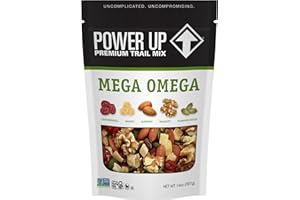 Power Up Trail Mix, Mega Omega Trail Mix, Non-GMO, Vegan, Gluten Free, No Artificial Ingredients, Gourmet Nut, 14 Ounce Bag