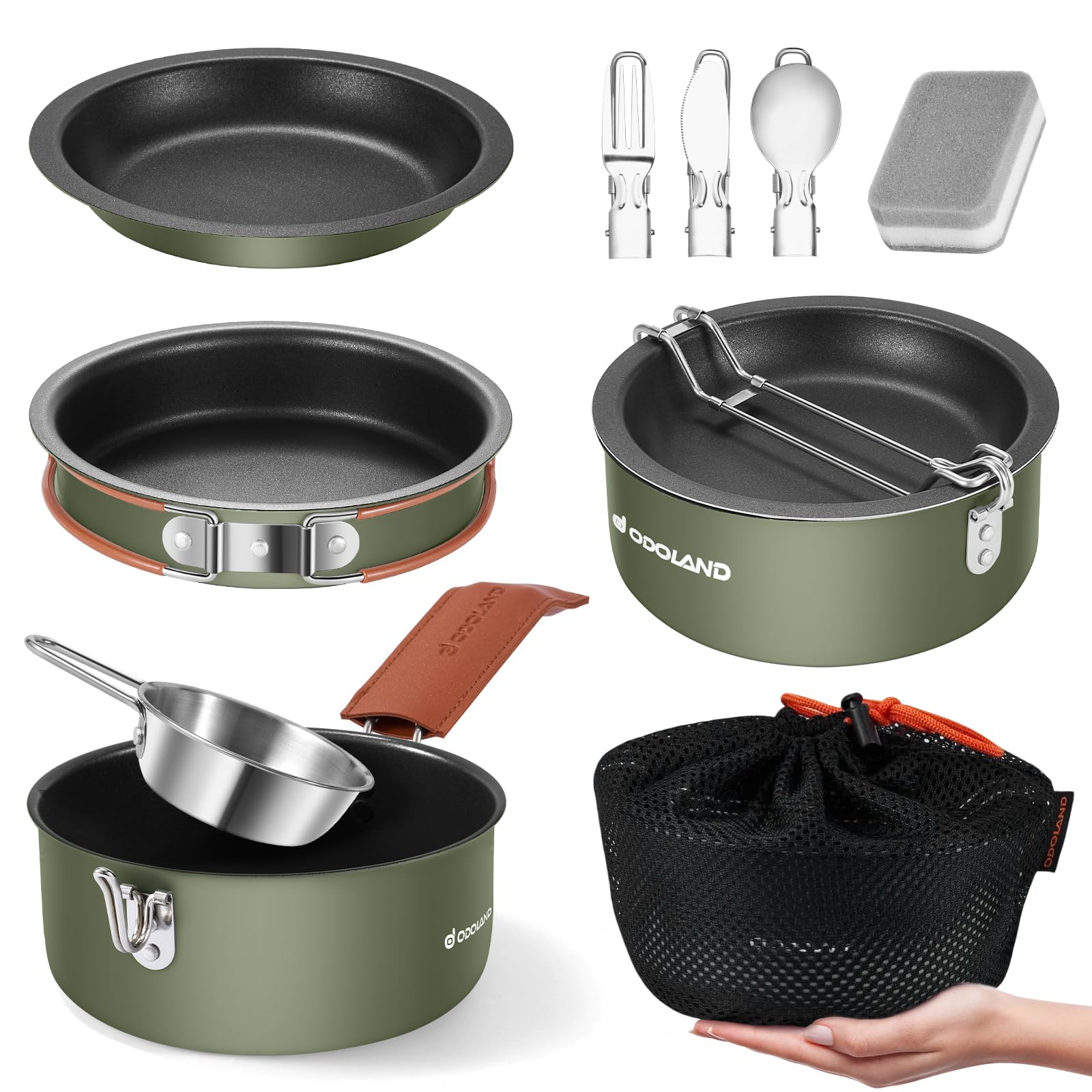 Non-stick Pots Pans Portable Outdoor Camping Hiking Cooking Set Cookware travel