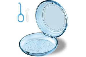 HEMILAB® Retainer Case, Clear Slim Aligner Case, Compatible with Invisalign, Mouth Guard Case, Cute Retainer Case with Retainer Removal Tool and Brush, Blue