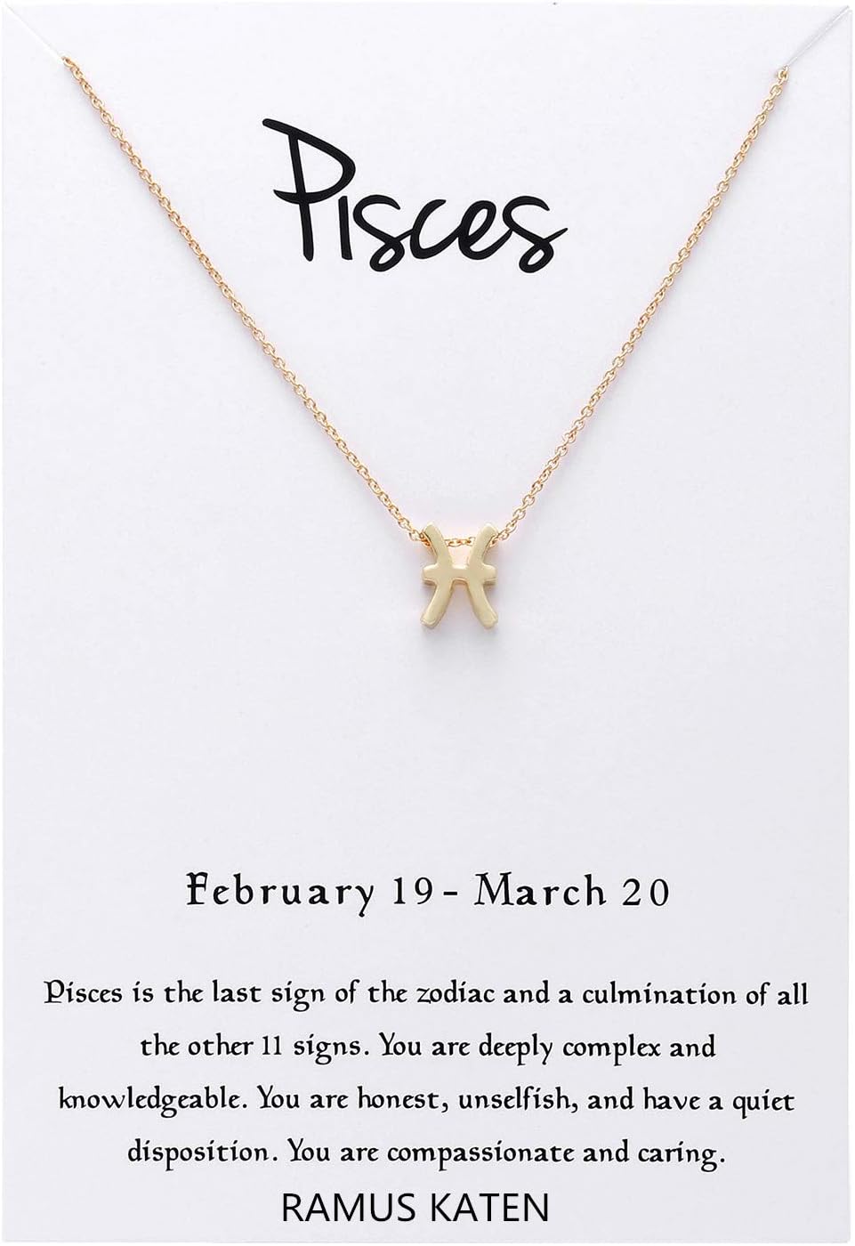 Zodiac 12 Constellation Pendant Necklace Astrology Gold Tone Chain with Message Card