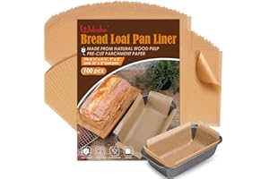 Webake Unbleached Parchment Paper Loaf Pan Liners for Baking Bread 9x5, 1lb 1.5lb 2lb, Precut, Non Toxic 100 Pcs Baking Paper
