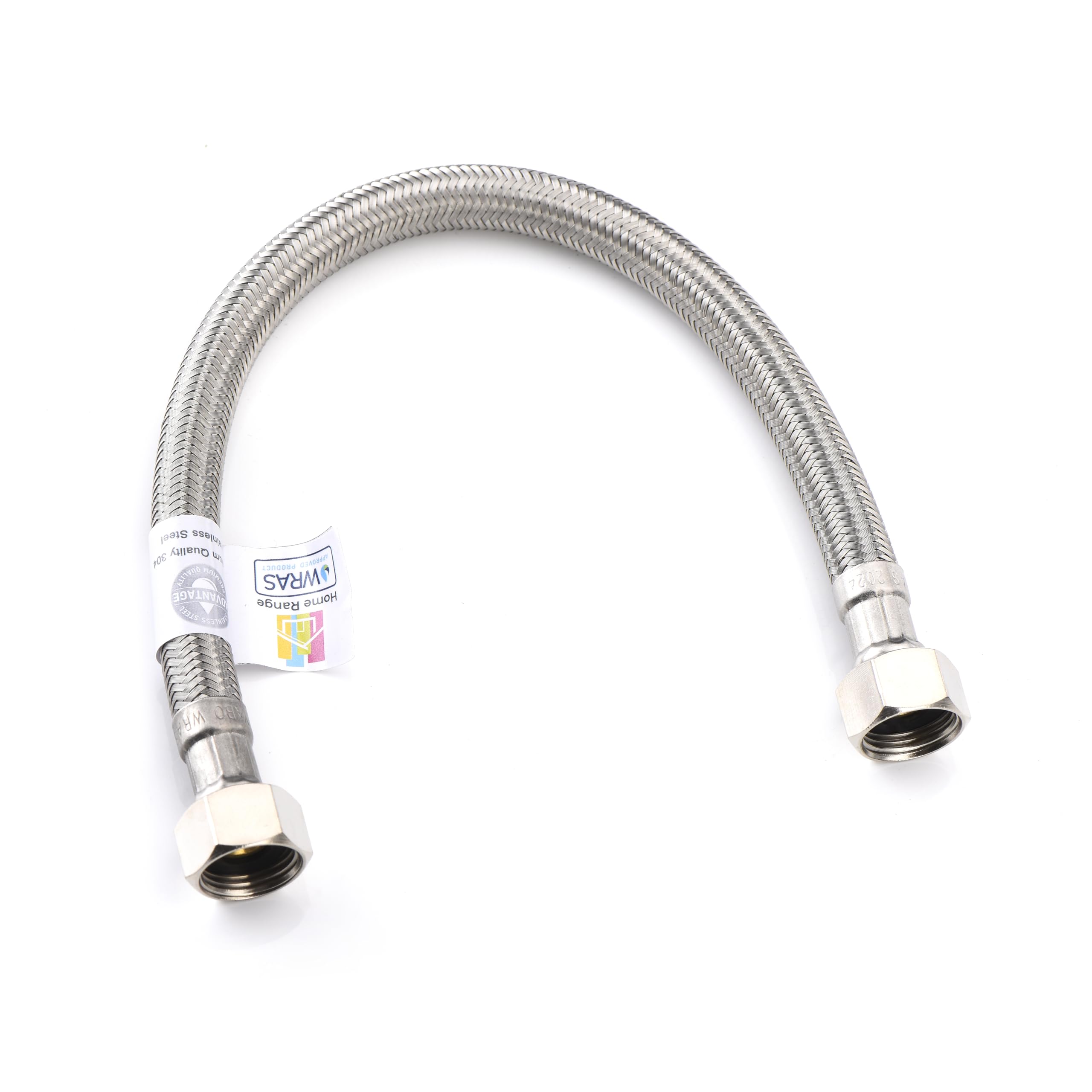 Home Range 300mm 3/8" x 3/8" |2 Lengths| Flexible Connector Hose Pipe WRAS Approved, Stainless Steel Braided, 10 Bar Pressure, 90°C, BSP Female Fitting for Plumbing & Kitchen Use