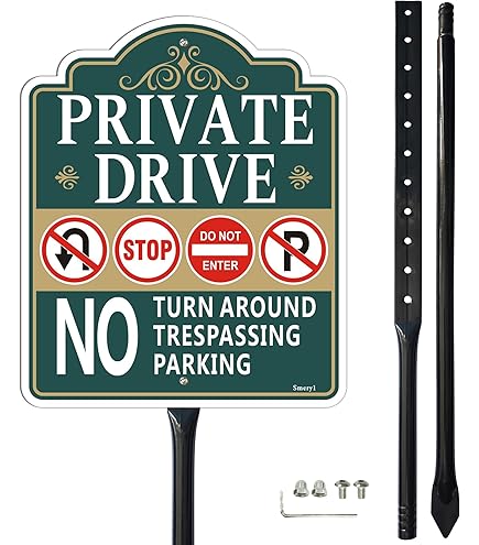 2-Pack Stop & Private Drive Signs With 36" Metal Stakes - 12x12 Inch - View #6