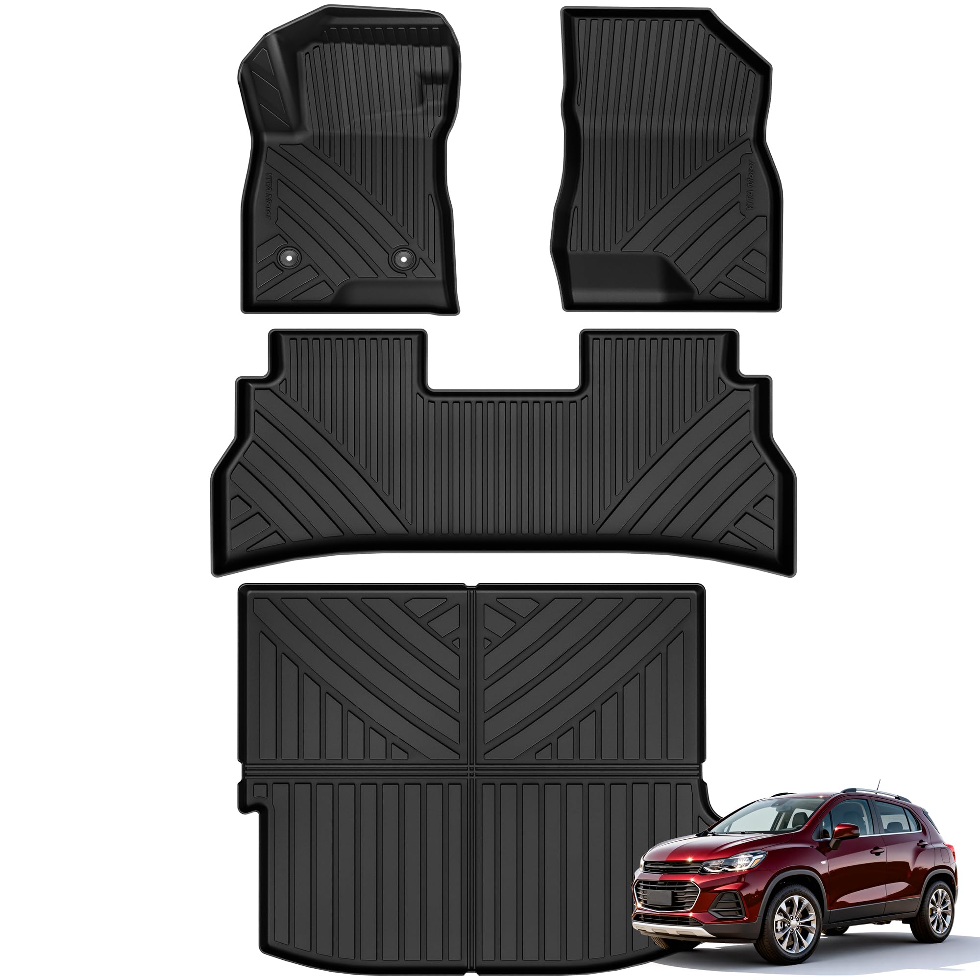 YITAMOTOR Floor Mats Fit for 2024 2025 2026 Chevrolet Trax ACTIV/LS/LT/RS, TPE All Weather Custom Fit Floor Liners & Cargo Mat for Chevy Trax Accessories, Automotive 1st & 2nd Row Car Mats Set, Black Image