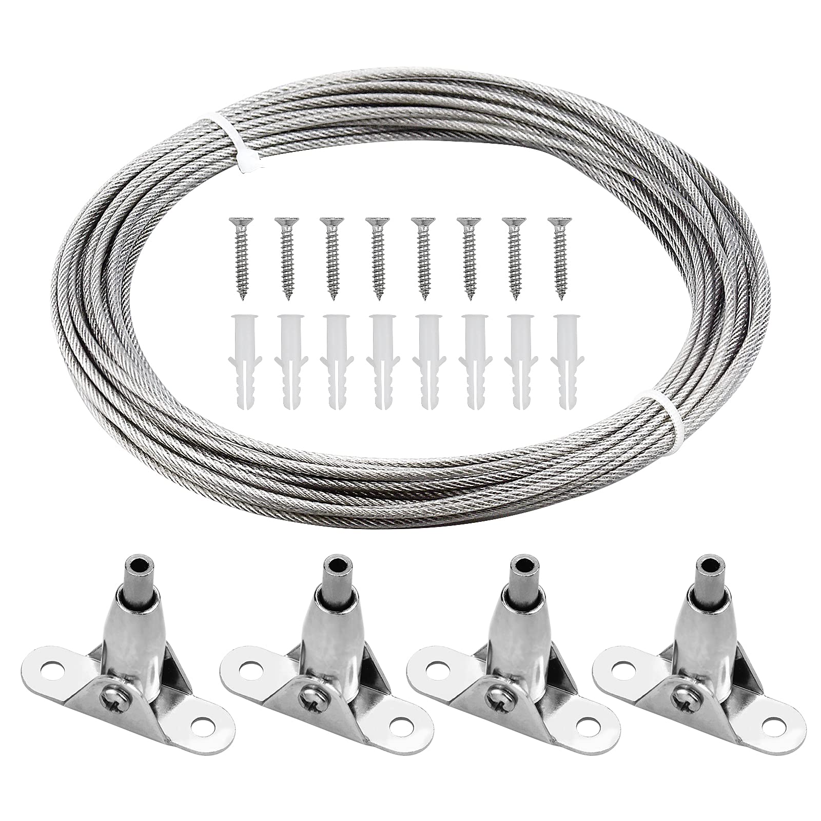 Winfred 10m 304 Stainless Steel Wire PVC Coated Steel Wire Rope Heavy Duty Garden Craft Wire, Clothes Curtain Hanger, Outdoor String Lamp Light Suspension, Gardening cord, Railing Decoration