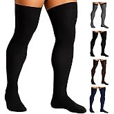 MOJO Men’s 20-30 mmHg Thigh High Medical Compression Stockings w/ Silicone Band – Opaque Support Socks for Varicose Veins, Circulation & Swelling, Sizes SM-7XL, M2017