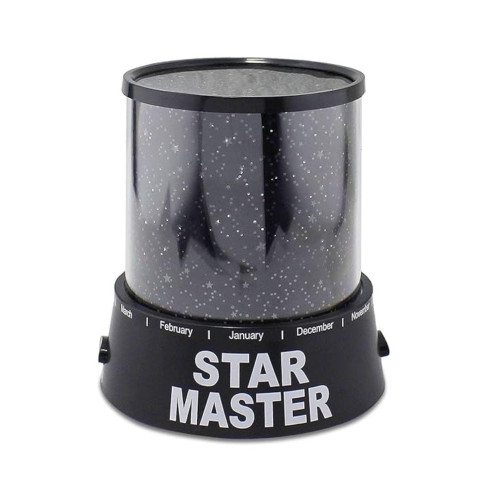 FastUnbox Star Master, Star Master Colorful Romantic LED Sky Starry Moon Beauty Night Projector Bed Side Lamp with USB Cable (Black),1 Piece