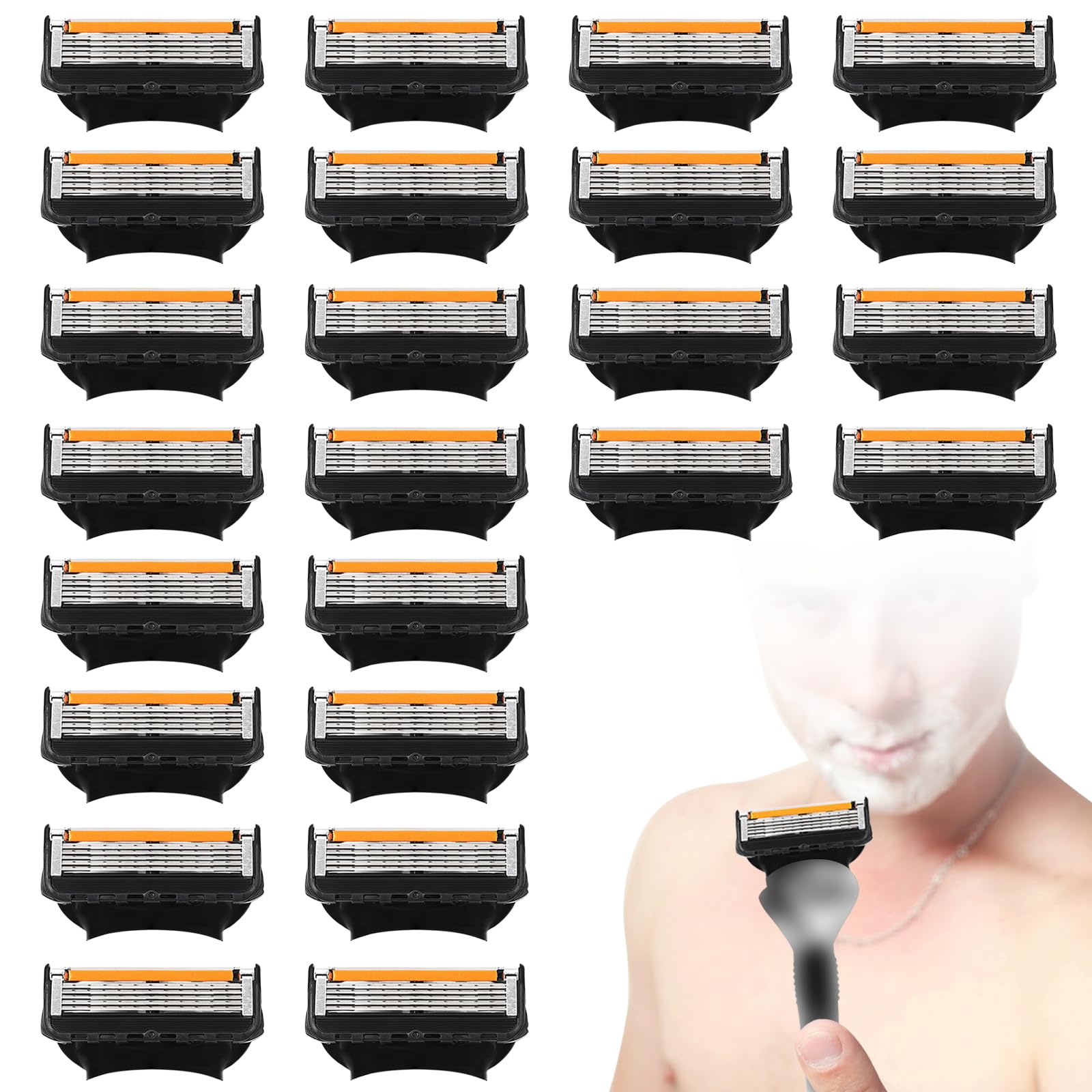Photo 1 of 24 Replacement Razor Blades for Men – Compatible with ProGlide &Razor Systems, 5-Blade Refills, Wet Shave, Value Pack, Smooth & Precise"