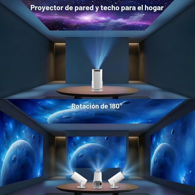 Proyector Portatil 4K Full HD 1080P Soporte, Mini Proyector