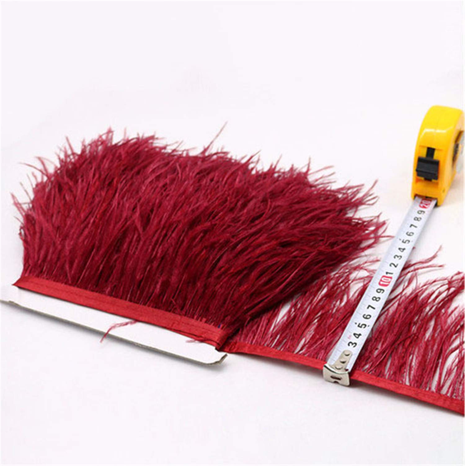36 Colours Quality Ostrich Feather Trimming Fringe for Millinery Craft Dress Making (Burgundy,2 Meters)