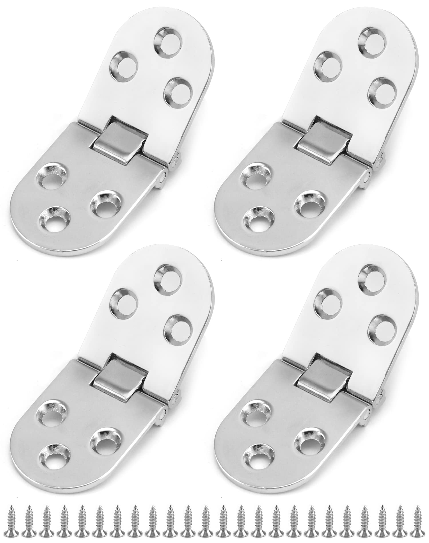 QWORK® 4 Pcs Zinc Alloy Folding Flip Hinge Folding Flip Hinge for Folding Table Cupboard Door Hatch