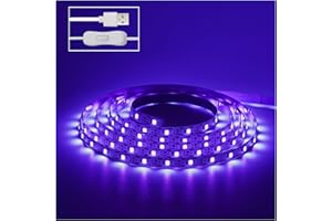 CICINY 6.6FT/2M LED Black Light Strip - 120 Units LED UV Wick 395-400nm, USB DC 5V Flexible Blacklight Fixtures, 10W Blacklight Strip for Indoor Decor, Glow Poster, Bedroom, Playroom, Halloween, Dark Party