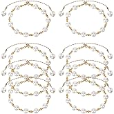 Sploziia 8 Pcs Bridesmaid Gifts Bridesmaid Jewelry Set White Pearl Beaded Golden Bridesmaids Bracelet for Women Honor Proposal Gift for Bridesmaids Bridal Party Wedding Favors Bridal Gifts