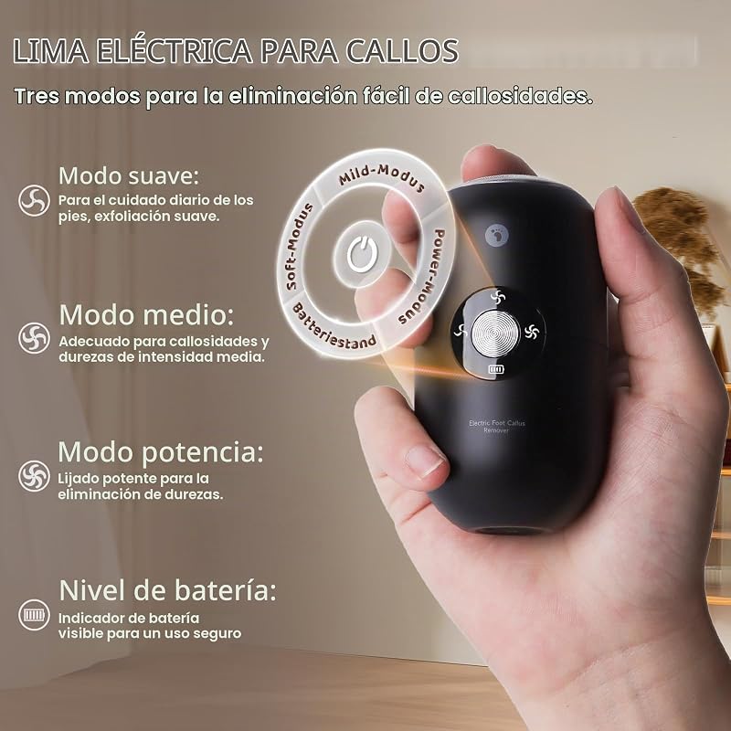 Lima Elétrica para Pés, Kit Profissional de Pedicure Elétrica para Cuidados dos Pés, Remove Calosidades e Calosidades, Lima Elétrica para Pés com 2 Cabeças de Rectificação 316F (Preto)