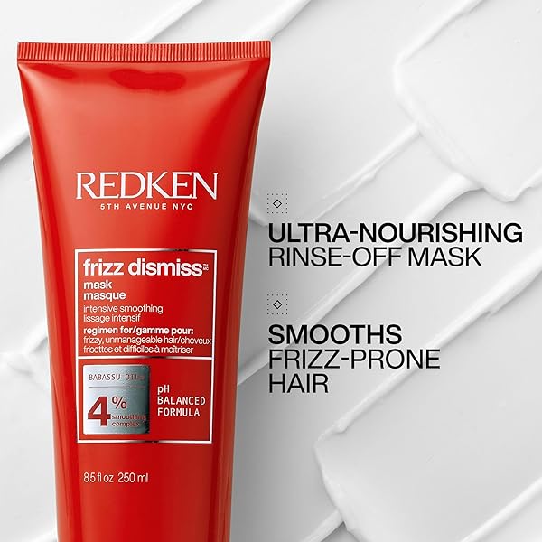 REDKEN FRIZZ DISMISS MASK, INTENSE SMOOTHING TREATMENT FOR UNRULY HAIR – ULTRA HYDRATING SMOOTHING HAIR MASK, HYDRATES, SMOOTHS AND TAMES FRIZZ