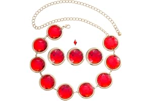 QOCAOFIG 5Pcs Halloween Cosplay Waist Belt for Women, Acrylic Gems Rhinestone Belts with Adjustable Chain