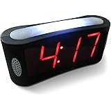 Travelwey Home LED Clock-Outlet Powered, No Frills Simple Operation, Large Night Light, Loud Alarm, Snooze, Full Range Brightness Dimmer, Big Red Digit D Display, Black