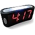 Travelwey Home LED Clock-Outlet Powered, No Frills Simple Operation, Large Night Light, Loud Alarm, Snooze, Full Range Brightness Dimmer, Big Red Digit D Display, Black