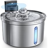 Wireless Cat Water Fountain - Safe Water-Electricity Separation, 3.5L Stainless Steel, XL Filter for Less Replacement, 4000mAh Battery, Motion Sensor & Ultra-Quiet Pump - FEELNEEDY