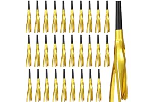 LCPQMZGH 30 Pcs Gold Noise Makers, Metallic Fringed Noise Makers for New Year Party Favor Supplies, Gold