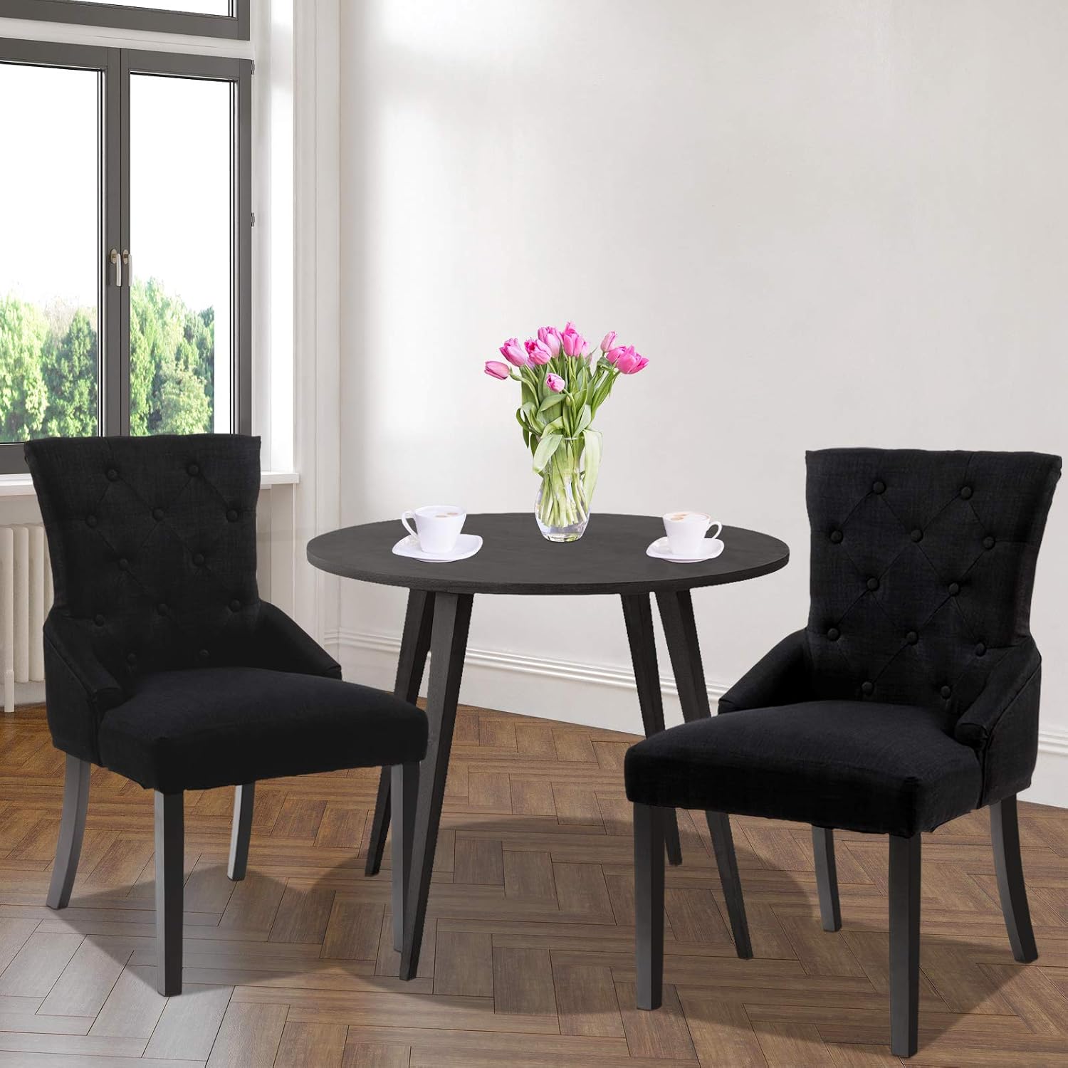 Sedie Da Pranzo Moderne Set 2 Pz Comoda Imbottitura Rivestimento In Tessuto Ebay