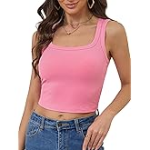 QIANXIZHAN Women's Cute Crop Tank Tops,Square Neck Croped Top Summer 2025 Camisole Sleeveless Clothes