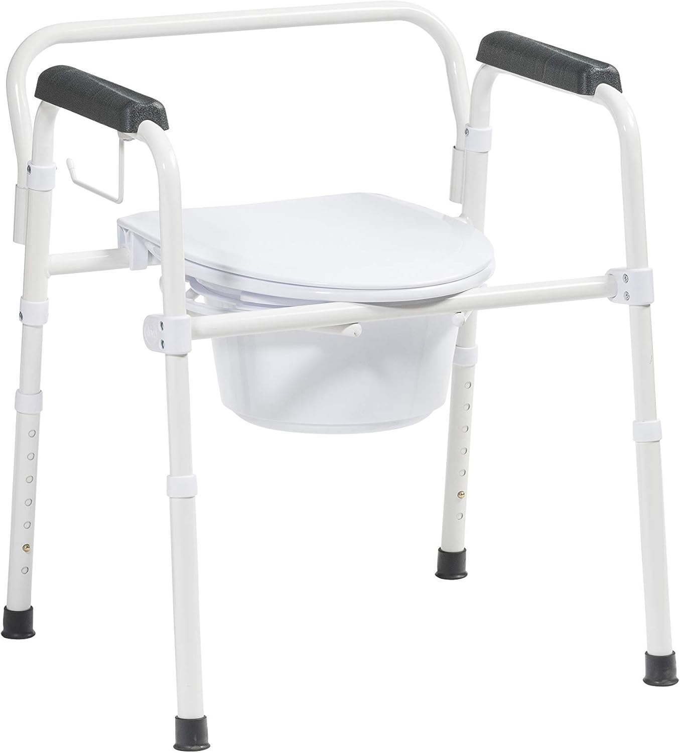 Drive Medical Steel Folding Bedside Commode, Grey, Bariatric: Health & Personal Care