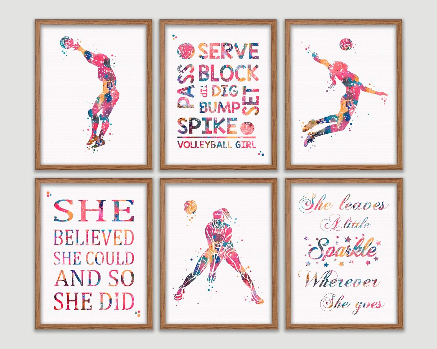 Amazon Com Volleyball Girl Player Watercolor Poster Set