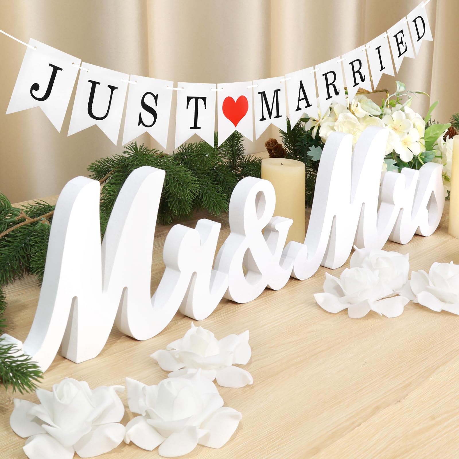 White Wooden Mr and Mrs Signs for Wedding Table, Wooden Wedding Table ...