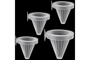 WEAVERBIRD 4PCS Aquarium Nematode Feeder, Live Blood Worm Plastic Cone Cup Shape Basket Feeder for Feeding Fish with Suckers