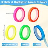 Hoiny Highlighter Tape 10 Rolls 6mm x 5m Transparent Sticky Tabs Colorful view 2
