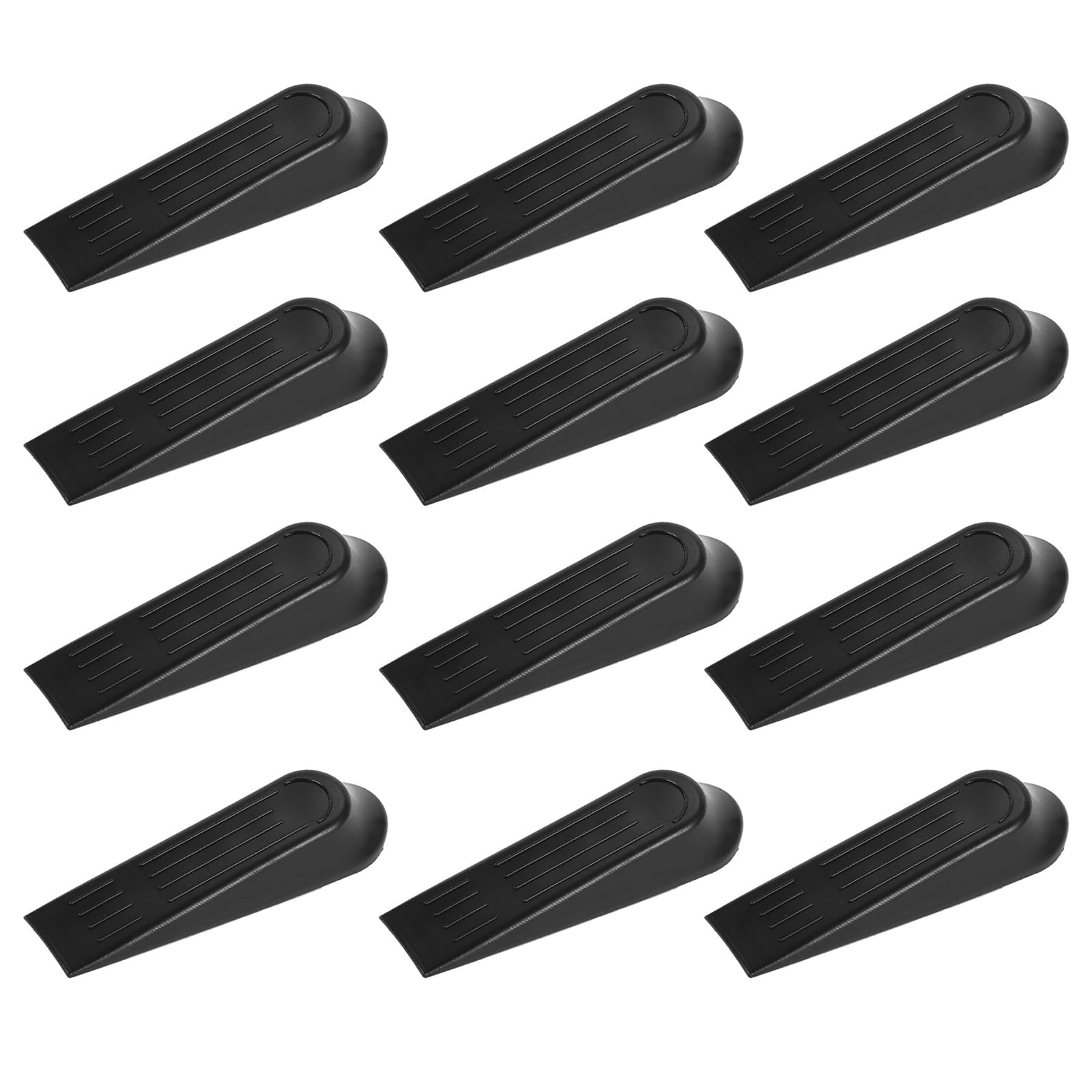12 Pcs Door Wedges Indoors, Rubber Door Stop, Door Stoppers Non Slip Door Wedge for Bottom Door Solidness Ideal for Floors Carpets Tiles & Wood for Homes Offices Workshops (Black)