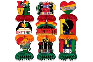 ATVSCAY Black History Month Decorations Black History Month Party Honeycomb Centerpieces For African American Table Decorations Independence 1865 Freedom American History Party Celebration(9pcs)